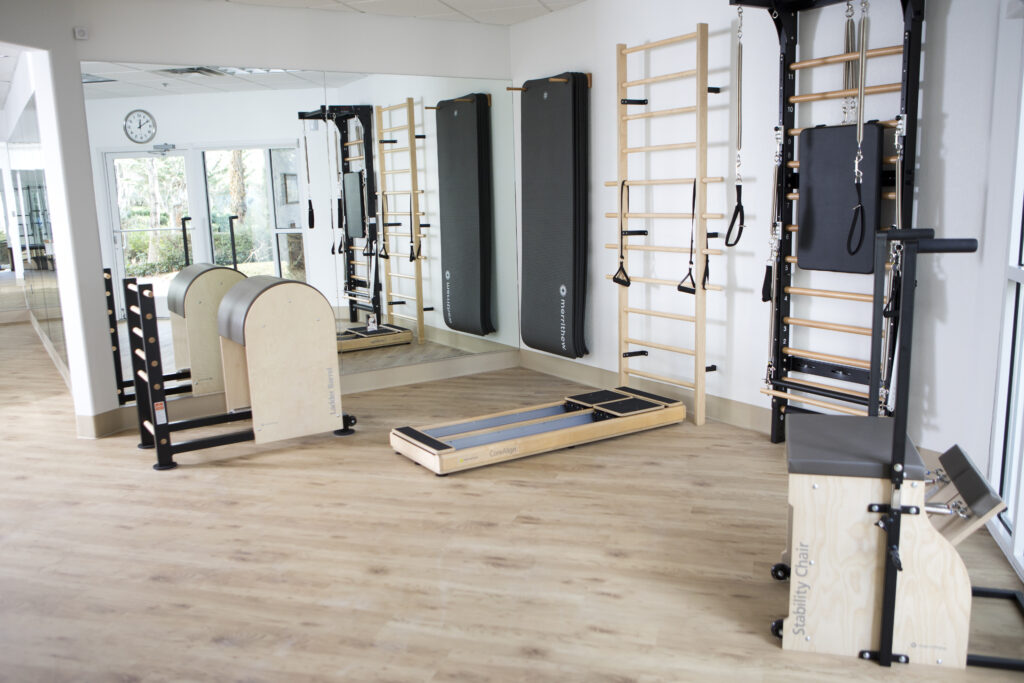 Photos of Studio100 Pilates showing Merrithew equipment in the studio.